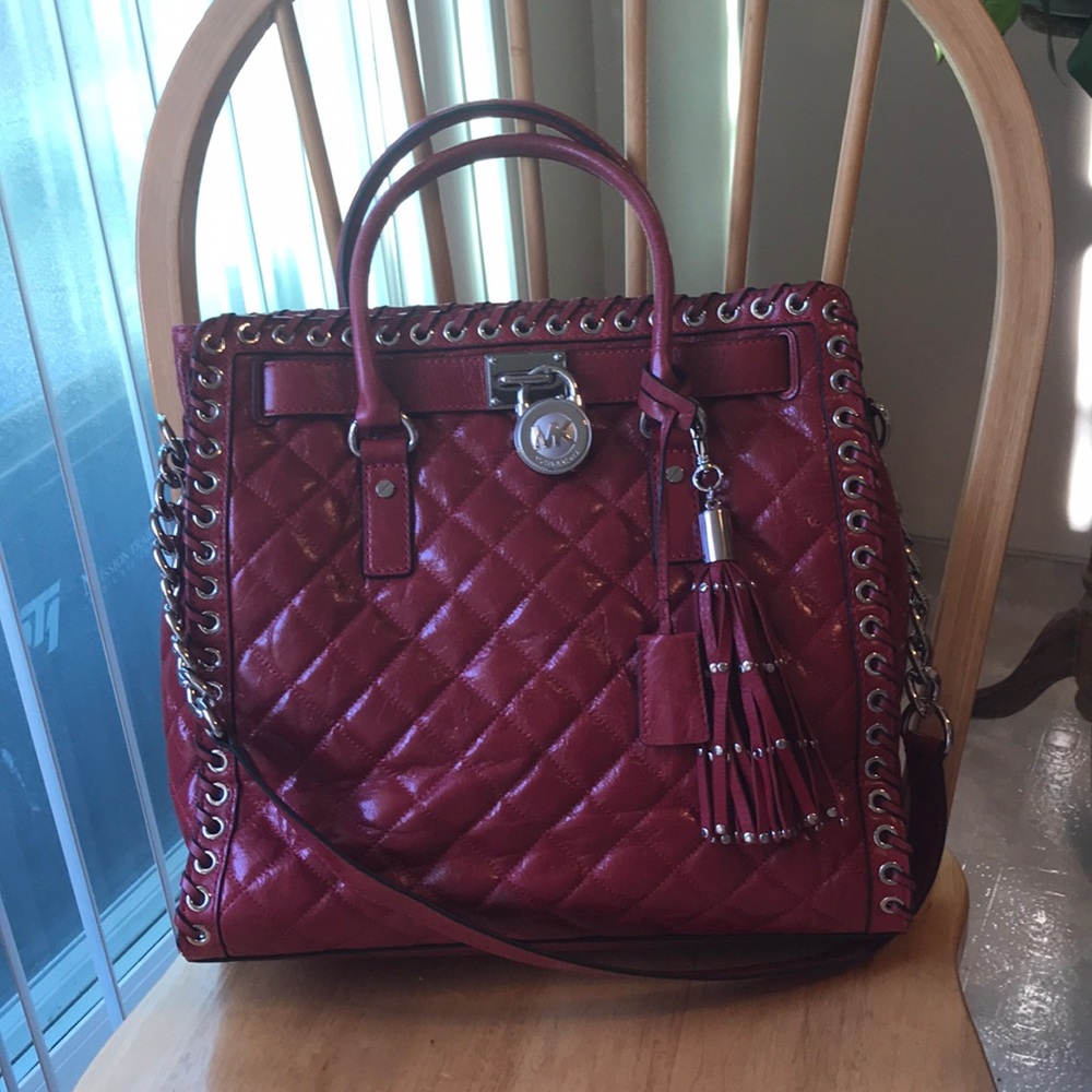 Michael Kors Red Quilted Tote Bag